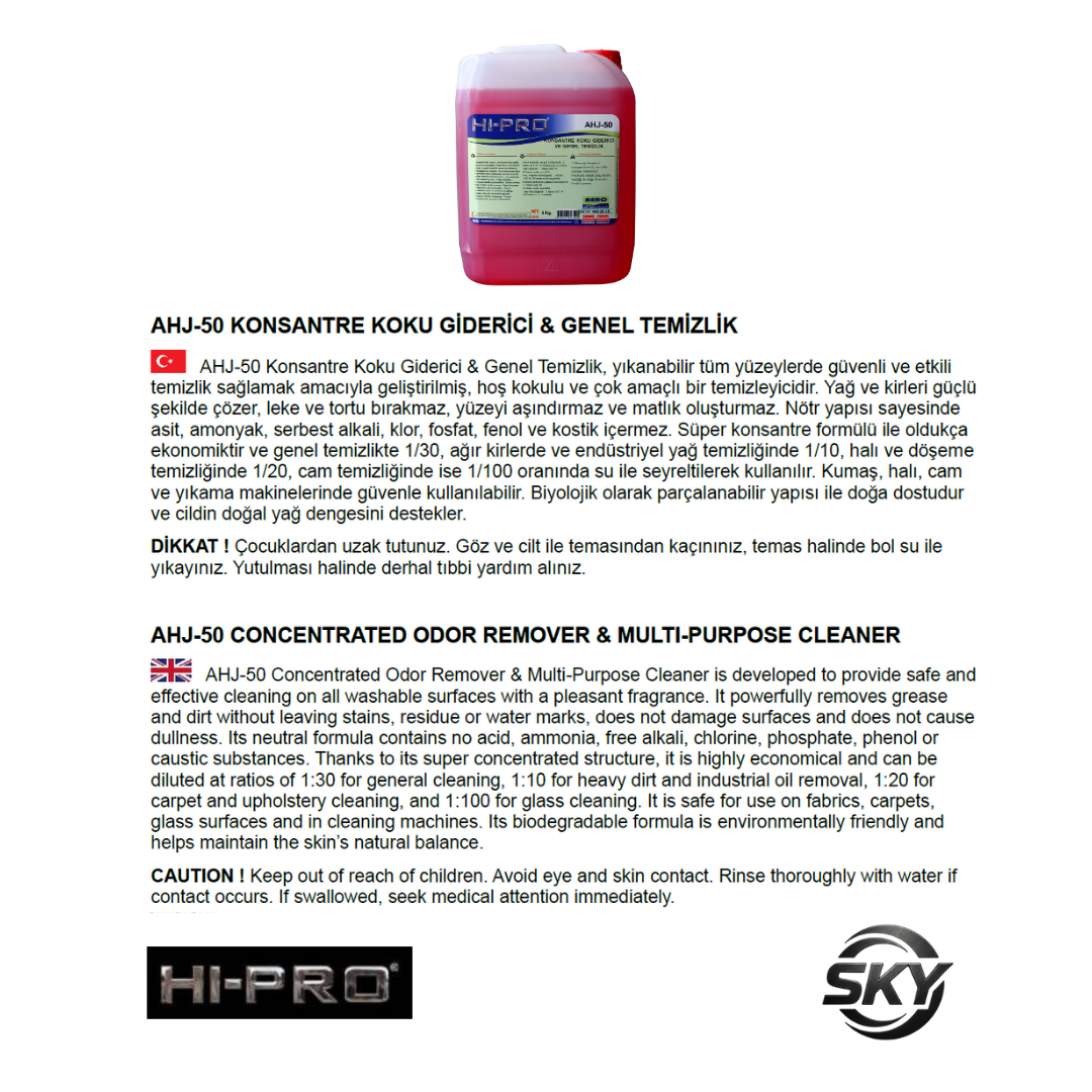 AHJ-50 Konsantre Koku Giderici ve Genel Temizlik 5 Kg.