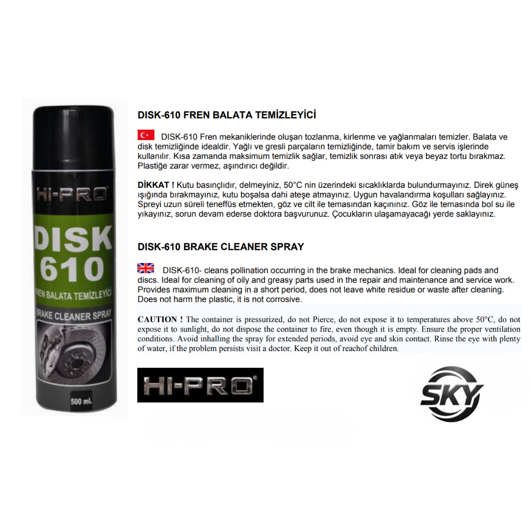 DISK-610 Fren Balata Sprey 400 ml.