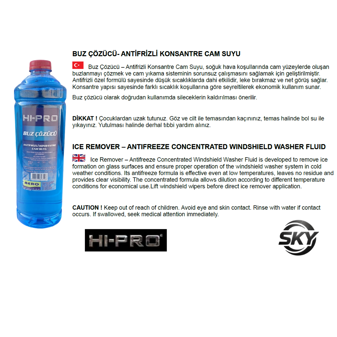 Buz Çözücü - Antifrizli Konsantre Cam Suyu 1 lt.