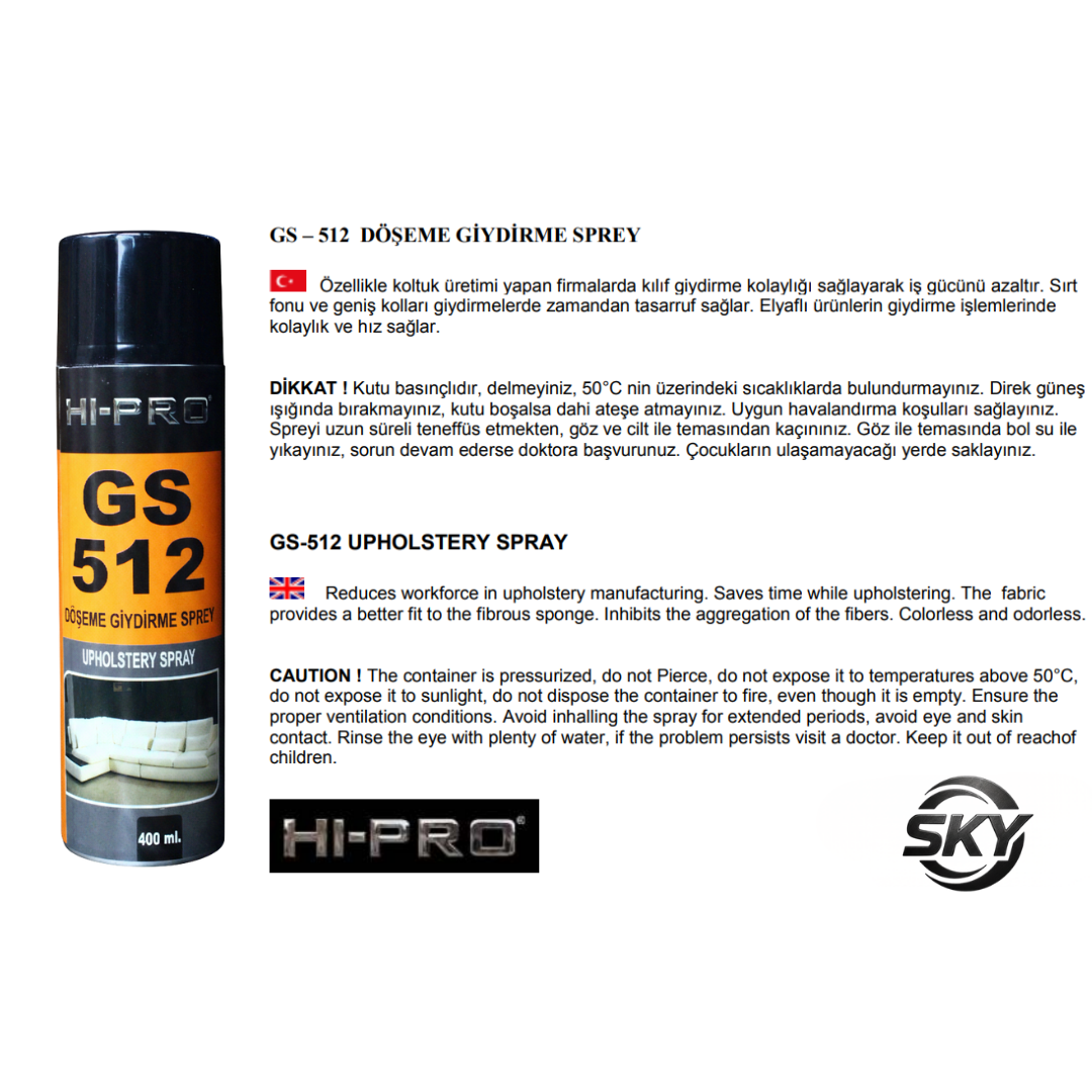 GS-512 Döşeme Giydirme Sprey 400 ml.