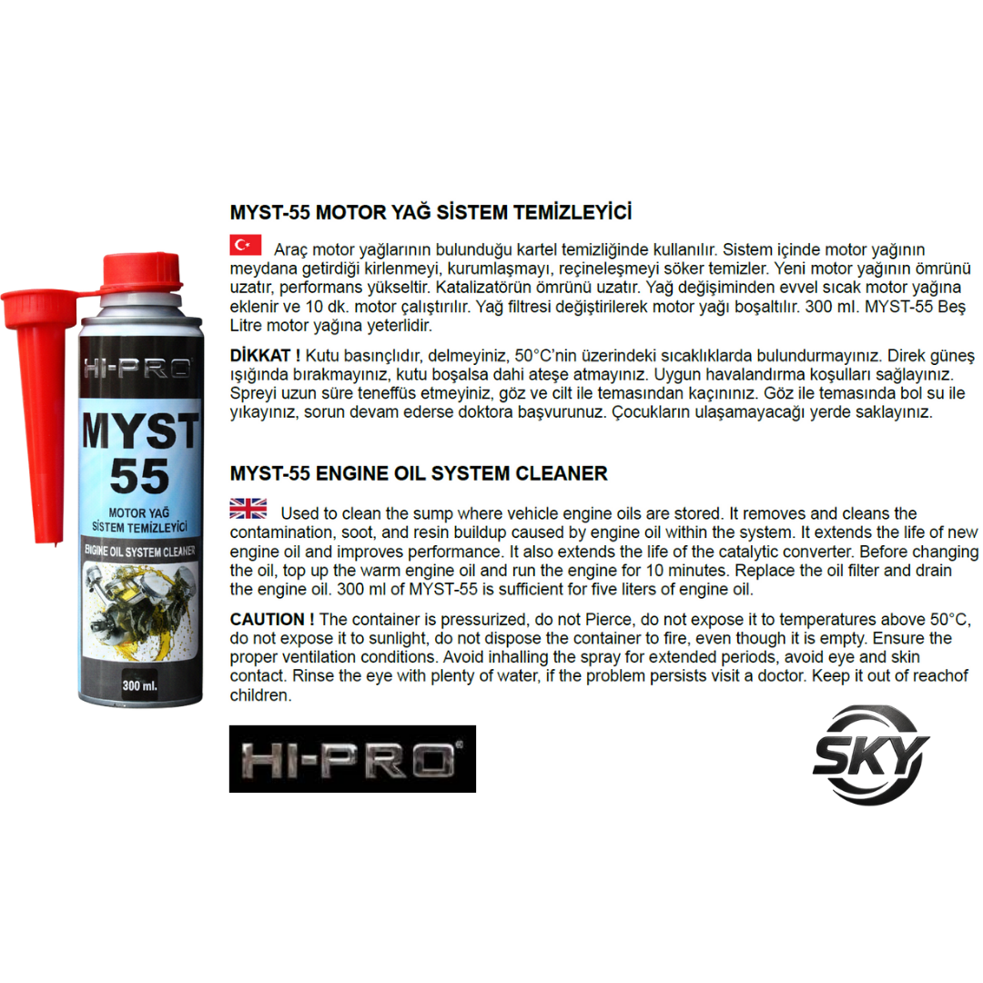 MYST-55 Motor Yağ Sistem Temizleyici 300 ml.