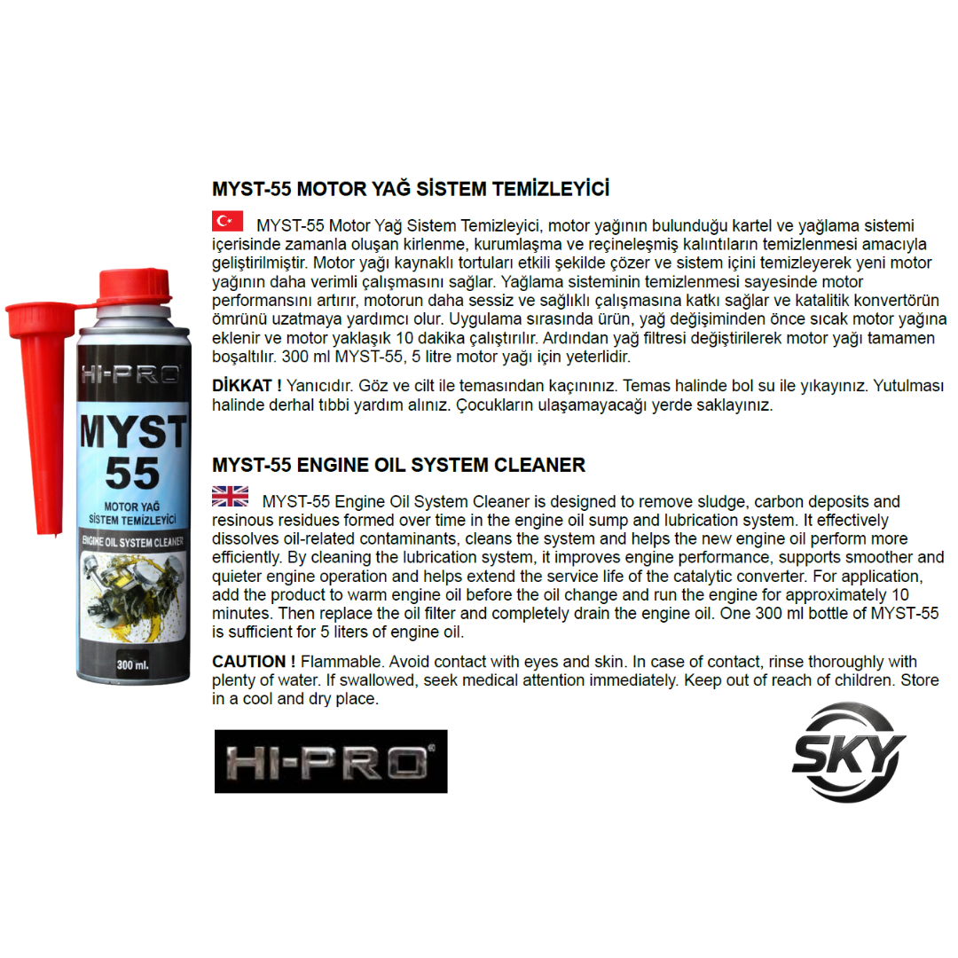 MYST-55 Motor Yağ Sistem Temizleyici 300 ml.