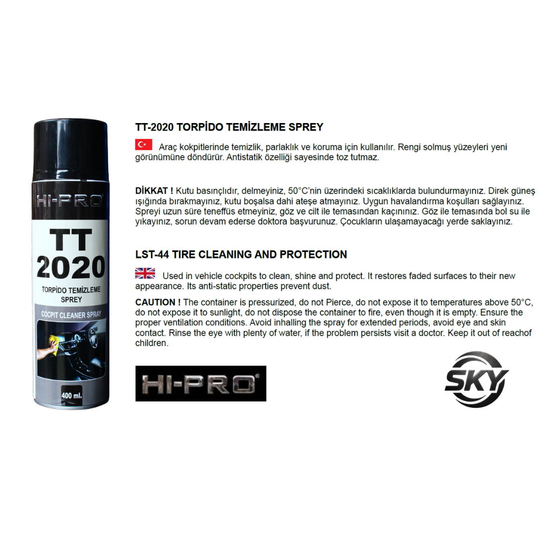 TT 2020 Torpido Temizleme Sprey 400 ml. (Vanilya Kokulu)