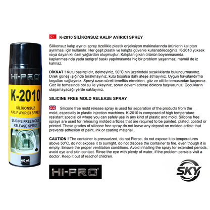 K-2010 Silikonsuz Kalıp Ayırıcı Sprey - Yanmaz 400 ml.